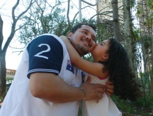 Léo e sua fi lha Gabriela